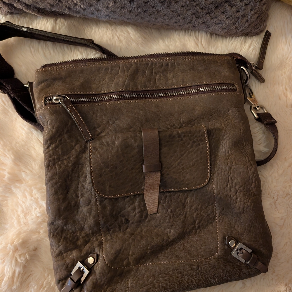 Marco Buggiani Olive Green Crossbody Leather Bag